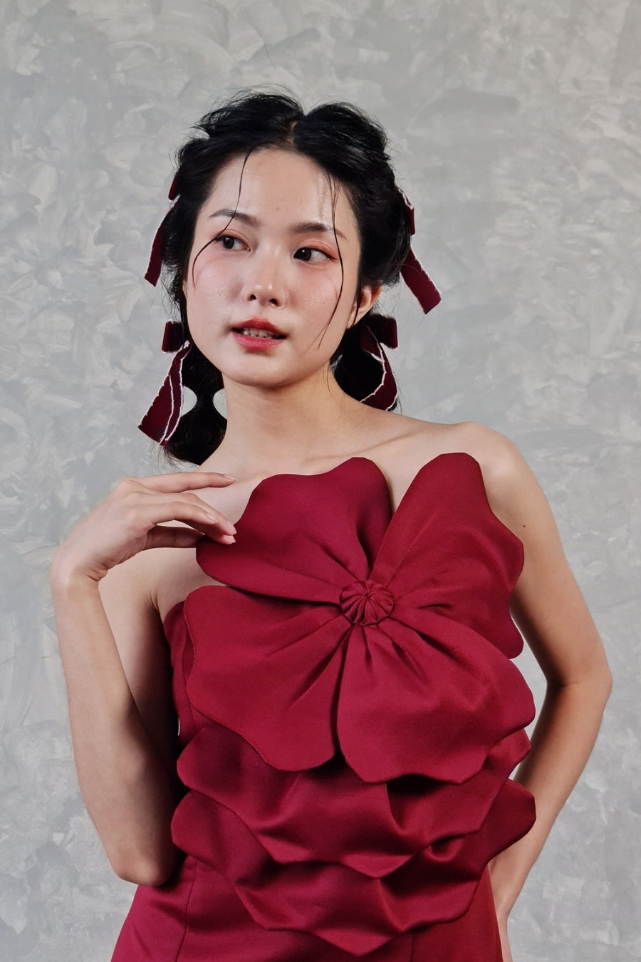GAZE dress maroon