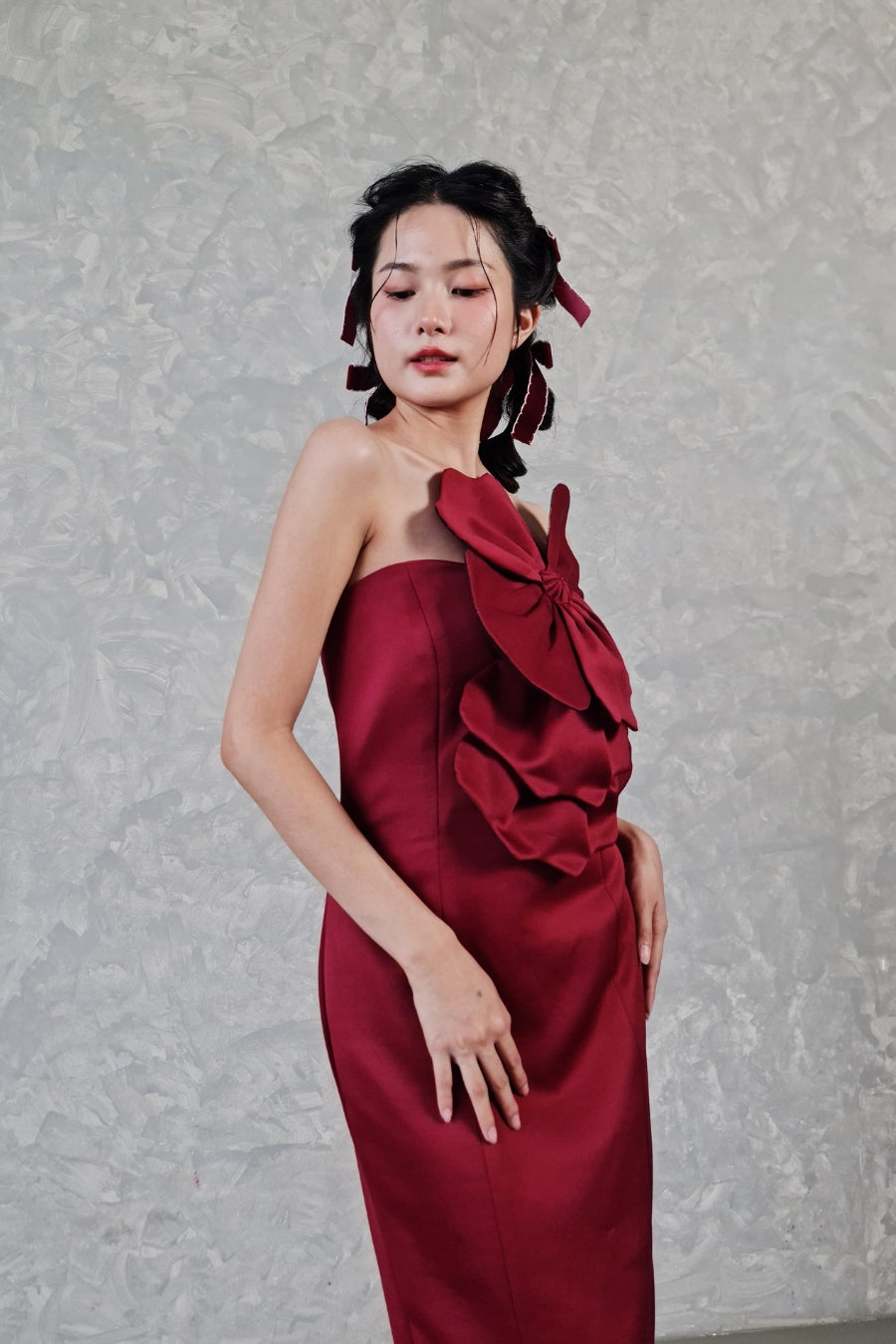 GAZE dress maroon