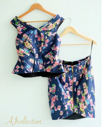 FLEUR set (baby blue, navy) - (last piece!)