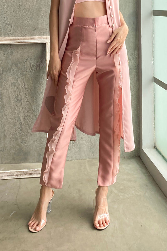 RUFFLE trousers pink